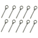 10 Pc Marine Stainless Steel 7/8"x6" Shoulder Eye Bolt Non Thread Eye Rivet Bolt