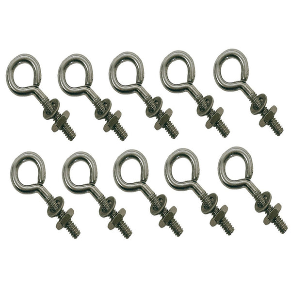 10Pc Marine Boat Stainless Steel T316 3/16"x1" Turned Eye Bolt Washer WLL 30 Lbs