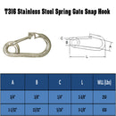 Stainless Steel T316 Marine Boat Spring Snap Type Harness Clip 1/4", 5/16" | PACK 5 |