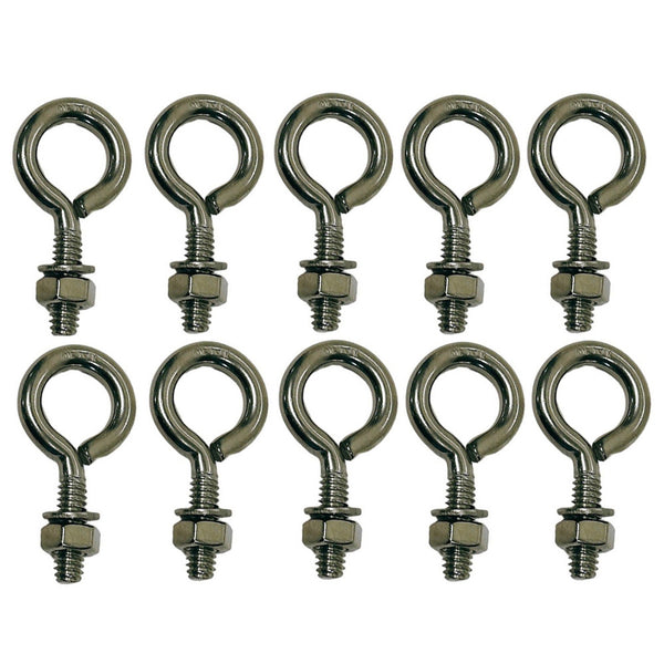 10 Pc Marine Boat Stainless Steel T316 1/4"x1" Turned Eye Bolt Washer WLL 50 Lbs