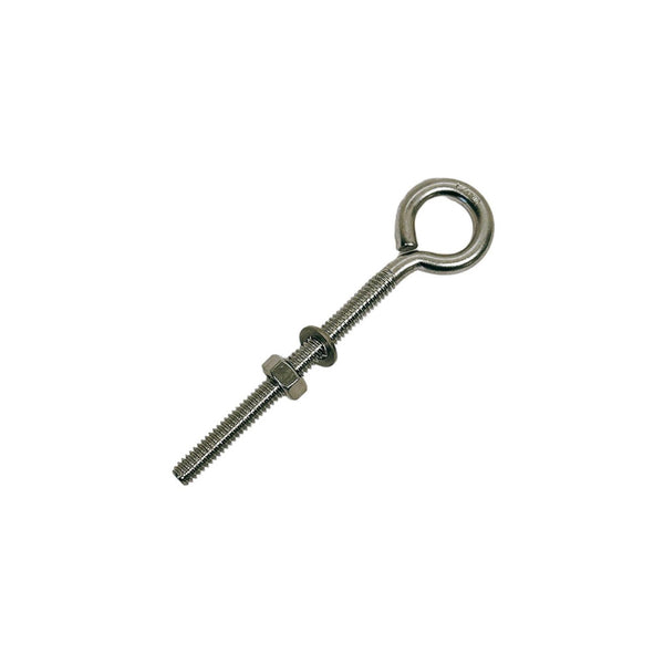 Marine Boat Stainless Steel T316 1/4" x 3" Turned Eye Bolt Washer WLL 50 Lbs