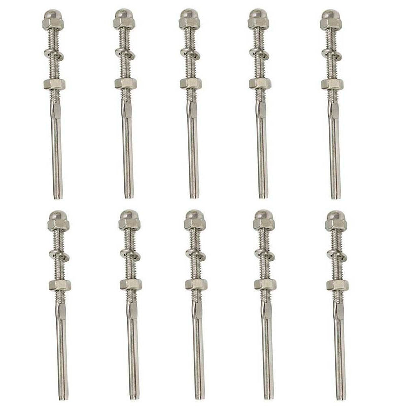Stainless Steel Swage Threaded Stud End Fitting for 1/8",1/4", 3/16" Cable Rail