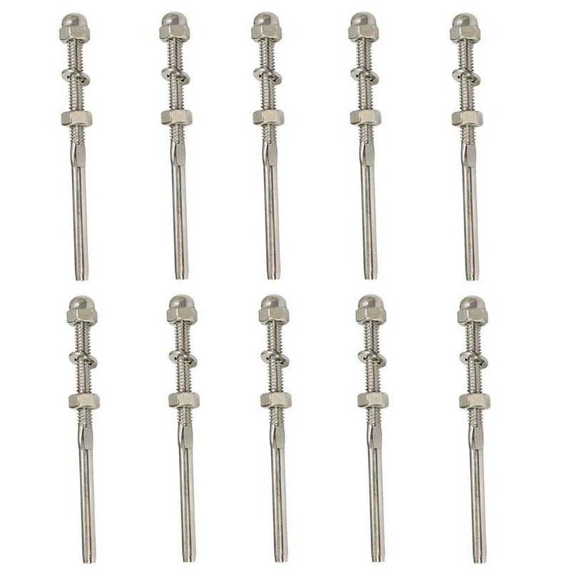 Stainless Steel Swage Threaded Stud End Fitting for 1/8",1/4", 3/16" Cable Rail