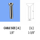 Stainless Steel 316 Swage Stemball Fittings for WOOD POST 1/8", 3/16", 1/4" Cable Size 10PC