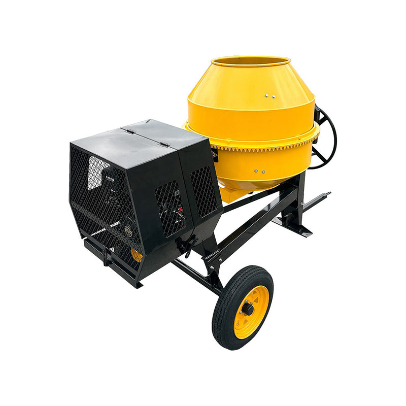 Towable 17 Cubic Feet Cement Mixer 12V  Electric Starter Gas Tow Concrete 13HP