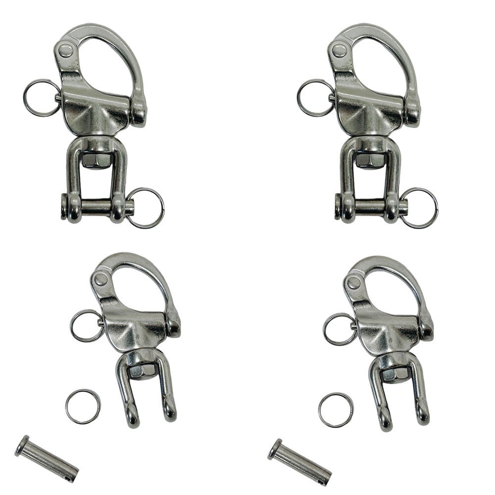 4Pc Marine Boat Stainless Steel 3-1/2" Jaw Swivel Snap Shackle 1500LB WLL Yacht