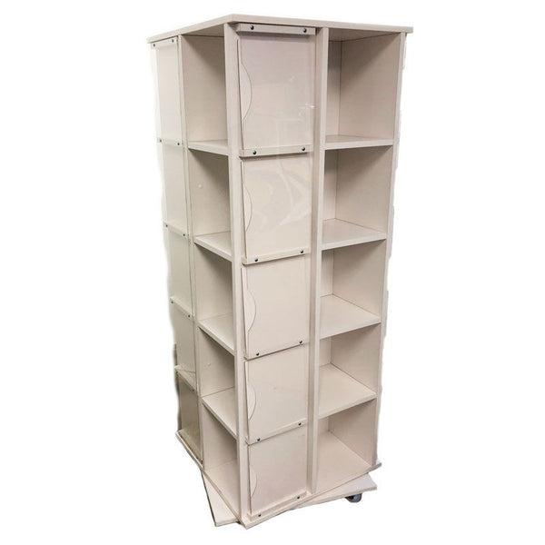 24"W x 24"D x 63"H Revolving T-Shirt Display with Casters - White