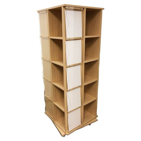 24"W x 24"D x 63"H Revolving T-Shirt Display with Casters - Maple