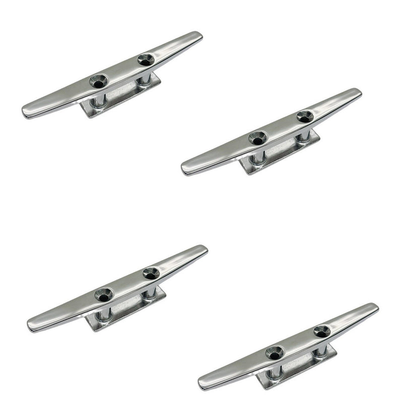 4 Pc Marine Boat Stainless Steel 8" Low Flat Cleat Flat Top Dock Deck Rope Yacht
