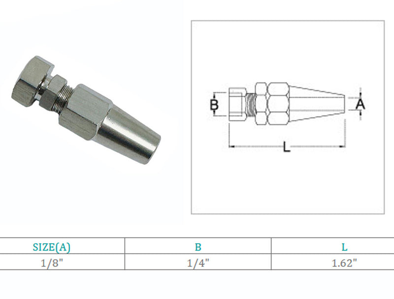 Marine Boat Stainless Steel T316 1/8" Swageless Receiver 1/4" Internal Thread
