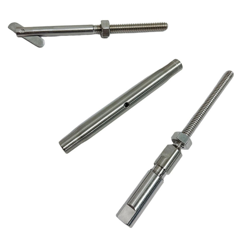 4 Pc Marine Stainless Steel Swageless & Drop Pin Turnbuckle For 3/16" Cable Wire