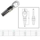 Marine Boat Stainless Steel T316 Swageless Eye Terminal Cable Rail Railing Wire Rope