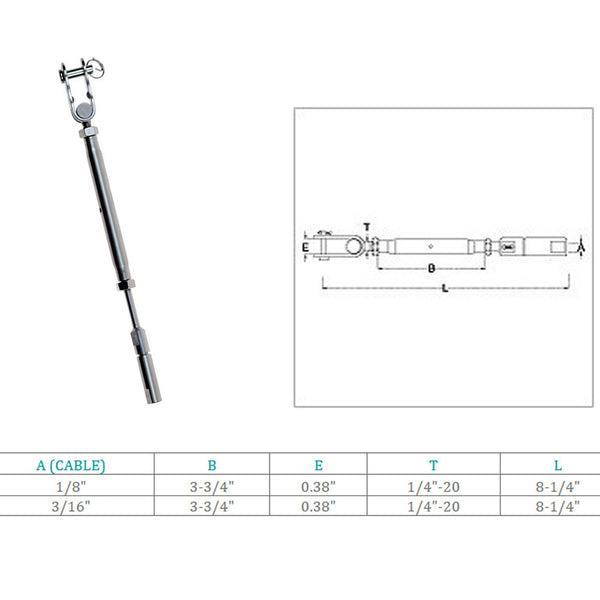 Marine Boat SS T316 Swageless & Toggle Turnbuckle For Cable Rail Wire Rope