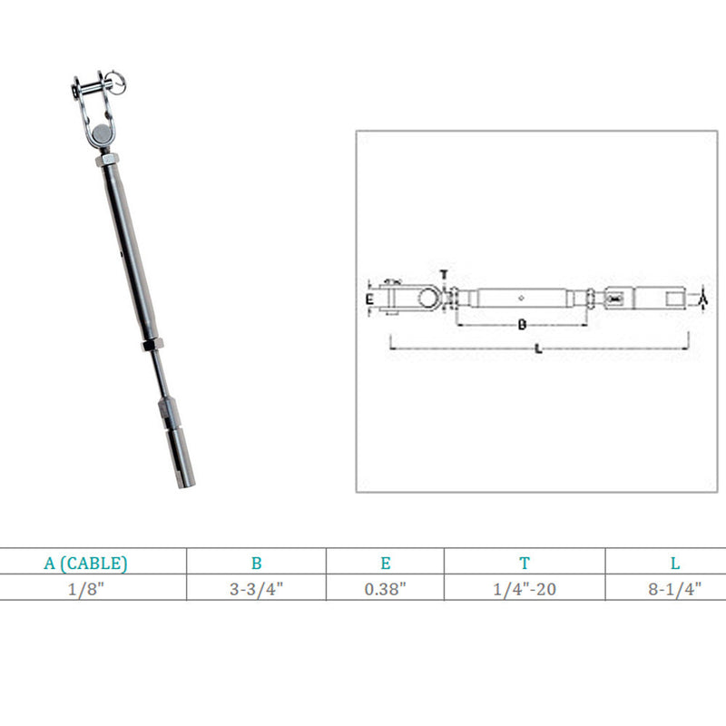 Marine Boat SS T316 Swageless & Toggle Turnbuckle For Cable Rail Wire Rope