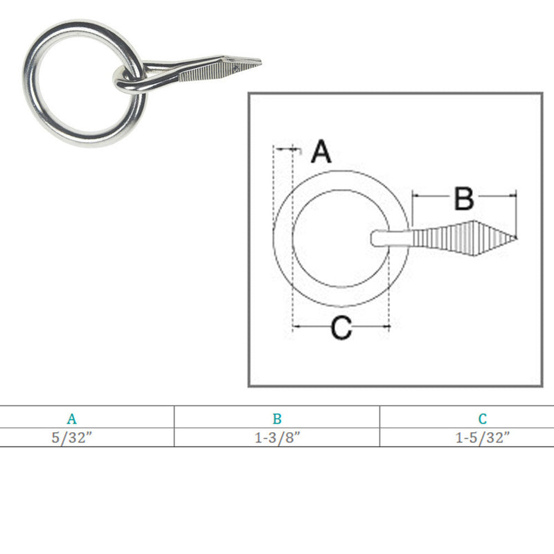 Marine Stainless Steel 5/32" Ring Nail Link Connect Yacht Sailing Welded Ring
