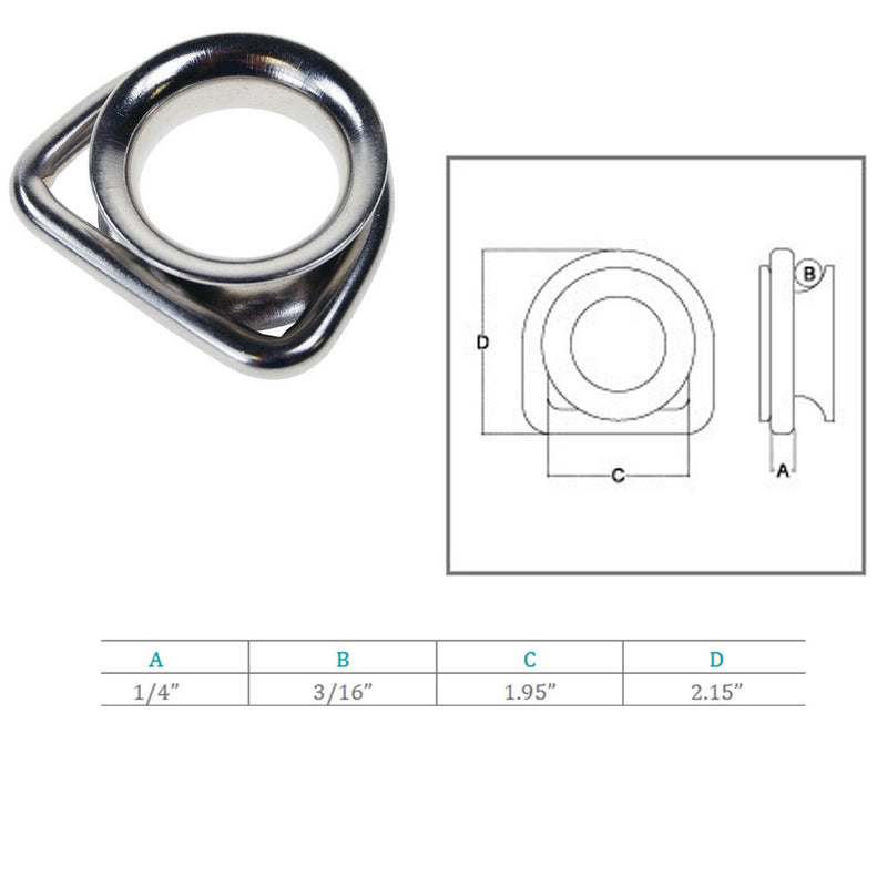 Marine Boat Stainless Steel T316 1/4" D Ring Thimble Wire Rope Sailing Yacht