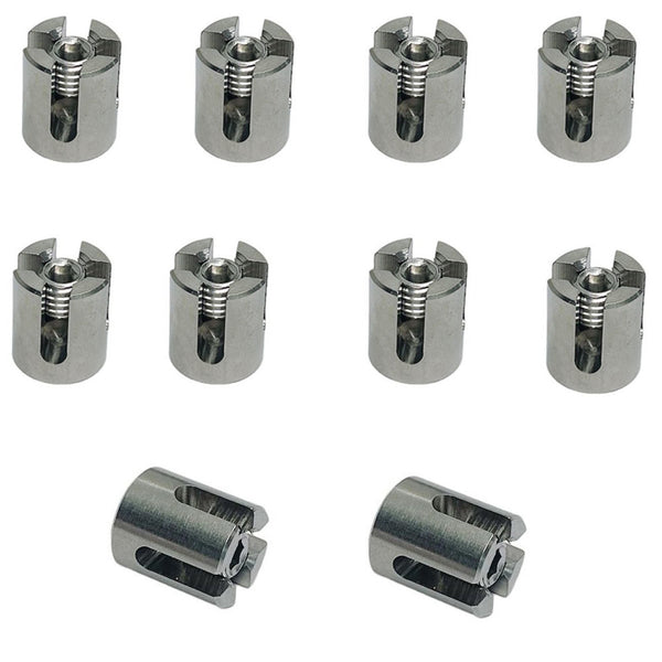 10 Pc Marine Stainless Steel 1/4" Cross Cable Clip Clamp Wire Cable Size 1/4"