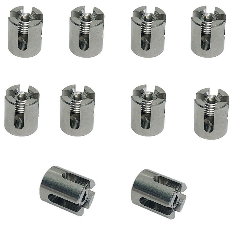10 Pc Marine Stainless Steel 1/4" Cross Cable Clip Clamp Wire Cable Size 1/4"