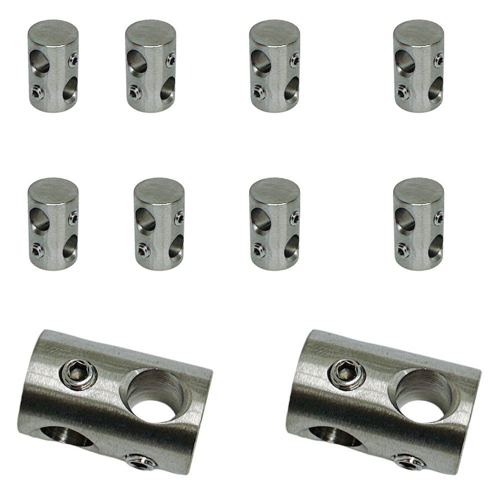 10 Pc Marine Boat Stainless Steel Long 3/8" Cross Cable Clip 3/4 OD Wire Cable