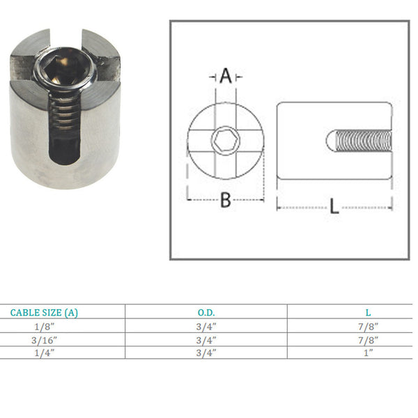 Marine Boat Stainless Steel Cross Cable Clip Clamp Wire Cable