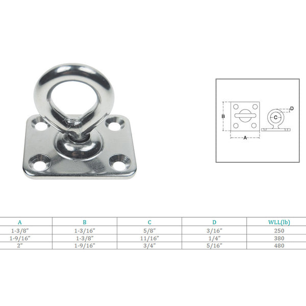 Marine Boat Stainless Steel T316 Square Swivel Pad Eye Rigging Lift Rope