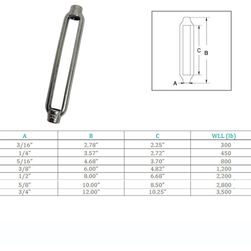 Marine Boat Stainless Steel T316 Turnbuckle Body