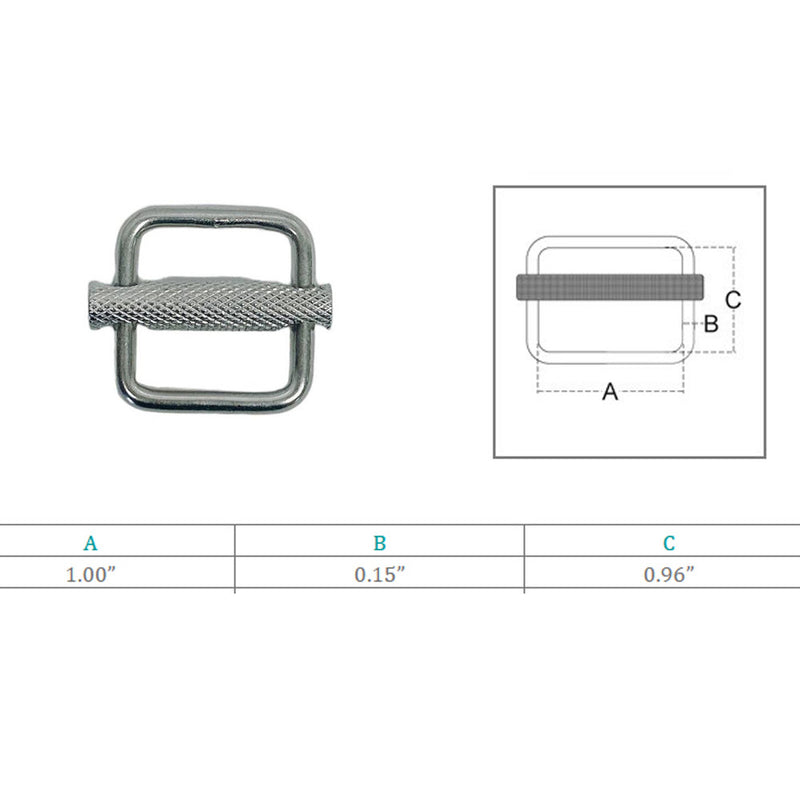 Marine Boat Stainless Steel T304 1" Adjustable Slide Webbing Slider Tie Down