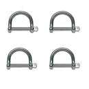 4 Pc Marine Stainless Steel T316 3/16" Wide D Shackle Screw Pin 650 Lbs WLL Pin