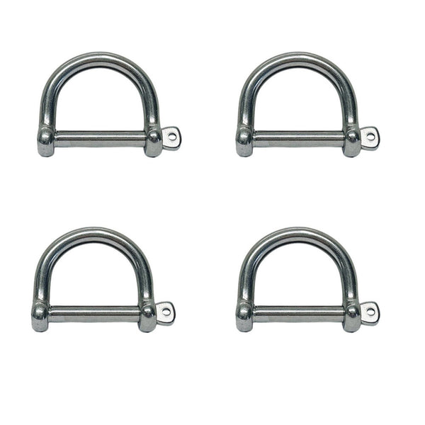 4 Pc Marine Stainless Steel T316 3/16" Wide D Shackle Screw Pin 650 Lbs WLL Pin