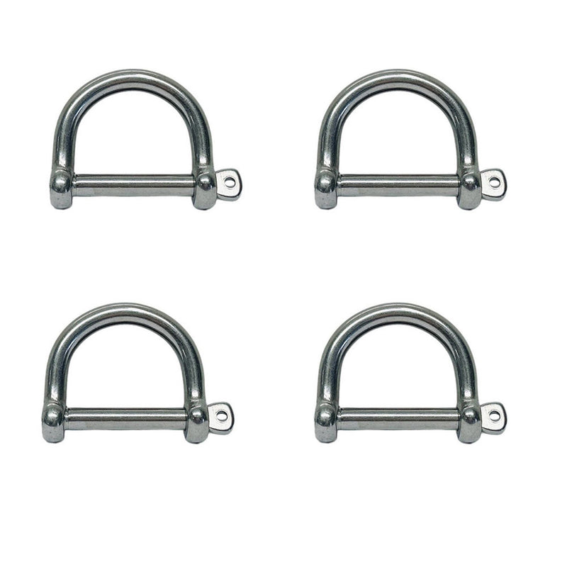 4 Pc Marine Stainless Steel T316 3/16" Wide D Shackle Screw Pin 650 Lbs WLL Pin