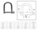 Marine Boat Stainless Steel T316 Wide D Shackle with Screw Pin
