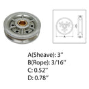 Marine Boat Stainless Steel T304 3" Sheave Wire Rope Pulley Brass Bushing