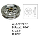 Marine Boat Stainless Steel T304 5" Sheave Wire Rope Pulley Brass Bushing