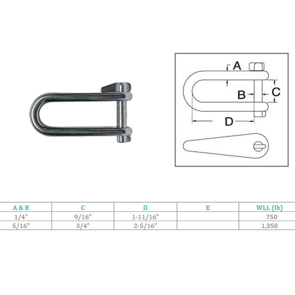 Marine Boat Stainless Steel T316 Halyard Key Shackle Captive Pin
