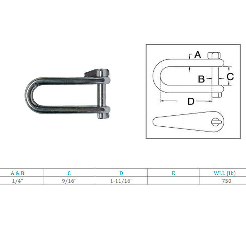 Marine Boat Stainless Steel T316 Halyard Key Shackle Captive Pin