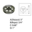 Marine Boat T304 Stainless Steel 5" Sheave Wire Rope Pulley Bass Bushing
