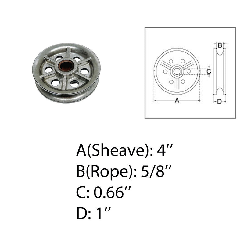 Marine Boat T304 Stainless Steel 4" Sheave Wire Rope Pulley Brass Bushing