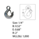 4 Pc Marine Boat Drop Forged Stainless Steel 1/4" Eye Slip Hook WLL 1,000 Lb