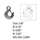 4 Pc Marine Boat Drop Forged Stainless Steel T316 3/8" Eye Slip Hook WLL 2000 Lb