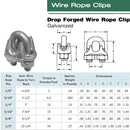 galvanized drop forged wire rope clips cable clamps for marine and outdoor use