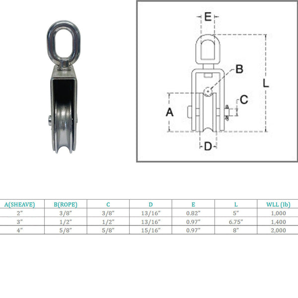 Marine Stainless Steel Sheave Square Block For Rope Wire Pulley