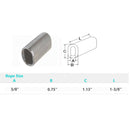 Stainless Steel Wire Rope Oval Sleeves With Chamfer 1/16", 1/8", 3/32", 5/32", 3/16", 1/4", 3/8", 1/2"