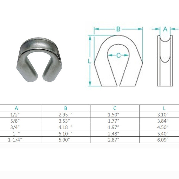 Marine Stainless Steel Heavy Duty Captive Tubular Thimble Wire Rope Tube Thimble