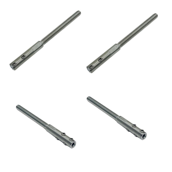 4 Pc Marine Stainless Steel 1/4"-20 Set Screw Threaded Stud For 1/8" Cable Wire