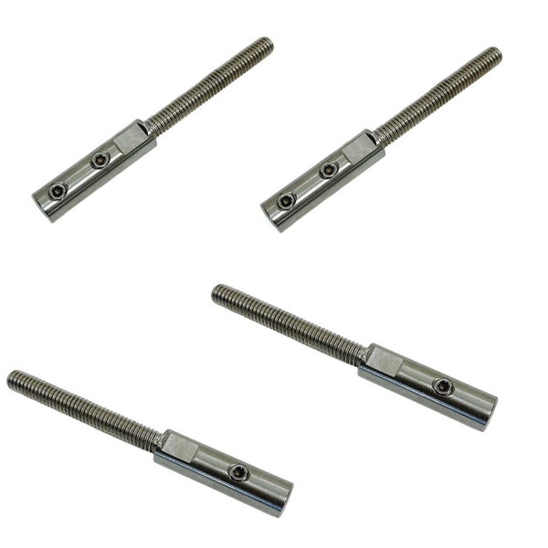 4Pc Marine Stainless Steel 5/16"-18 Set Screw Threaded Stud For 3/16" Cable Wire