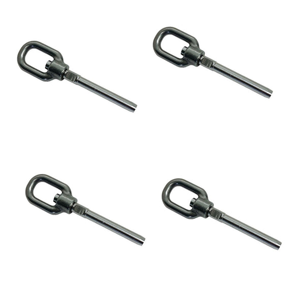 4 Pc Marine Stainless Steel T316 Swivel Gate Eye For 3/16" Cable Hand Swage Stud