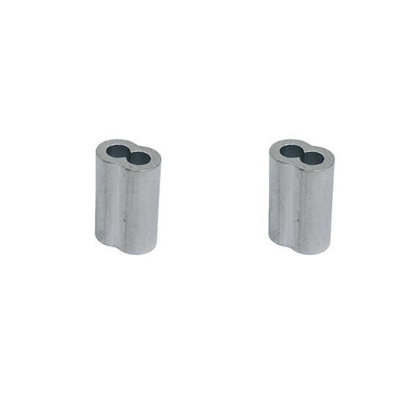 2 Pc 1/8" Aluminum Sleeve Wire Rope Swage Crimp Clip Duplex Oval Sleeves