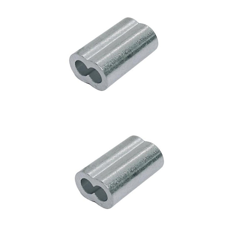 2 Pc 1/4" Aluminum Sleeve Wire Rope Swage Crimp Clip Duplex Oval Sleeves