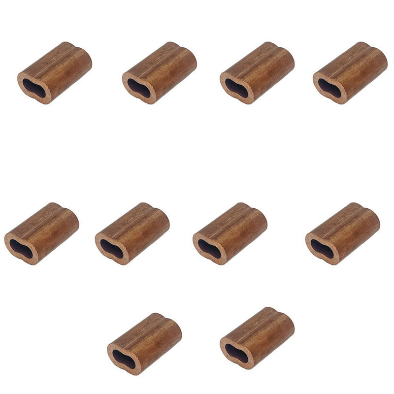 10Pc 1/16" Copper Sleeve Wire Rope Swage Crimp Crimping Clip Duplex Oval Sleeves