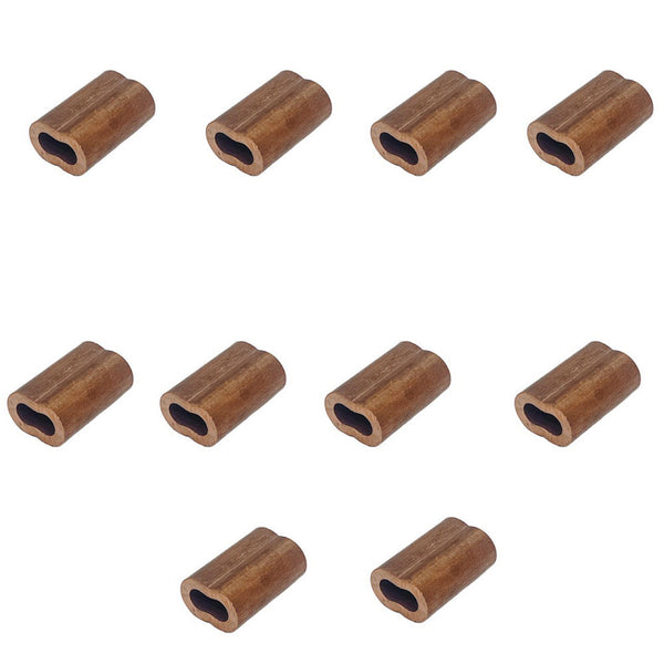 10Pc 3/32" Copper Sleeve Wire Rope Swage Crimp Crimping Clip Duplex Oval Sleeves